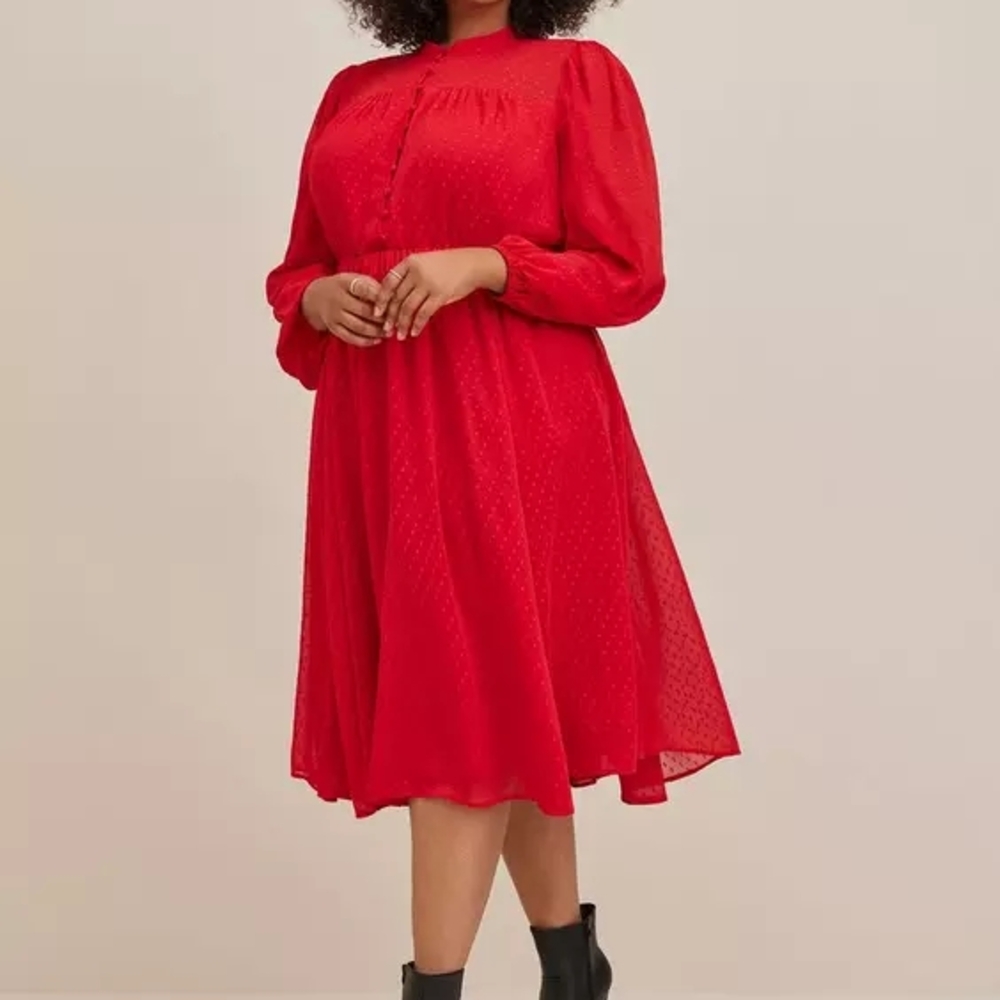 Torrid Vibrant Red Long Sleeve Dress